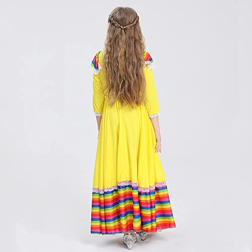 NLZI Traditional Mexican Senorita Dress for Girls Festivals Halloween