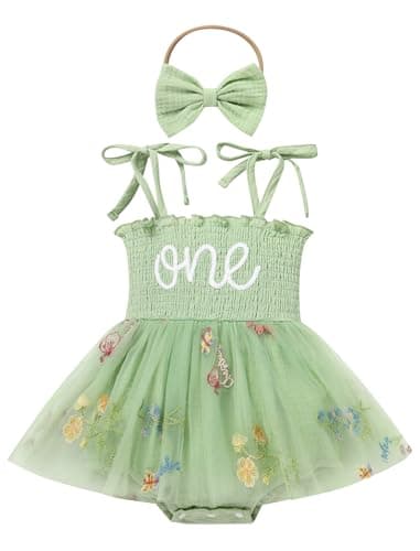 IMEKIS Boho Strawberry Romper Tulle Dress & Headband for Baby Girls Summer Photo Shoot
