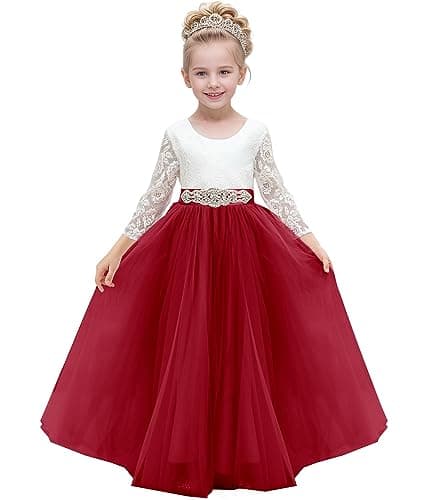 Abaowedding Lace V-Back Flower Girl Dress