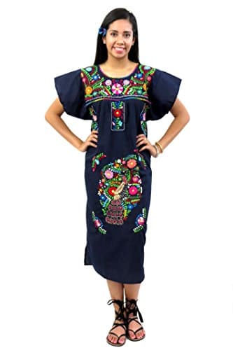 Leos Imports Hand Embroidered Mexican Dress Puebla