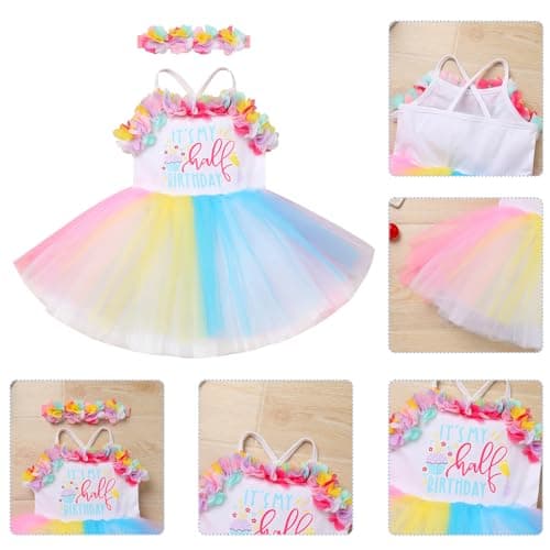 Baby Girl 6-Month Birthday Party Dress with Flower Headband - Summer Outfit