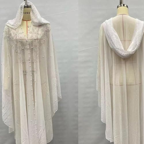 Generic Muslim Women's Abaya with Rhinestone V-Neck Hooded Robe