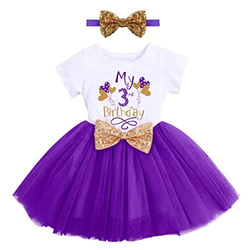 ODASDO Baby Girl 1st/2nd/3rd Birthday Princess Tulle Dress with Headband