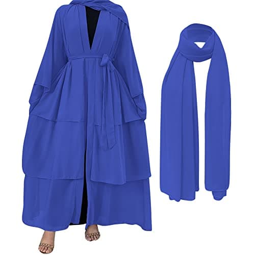 IDOPIP Women's Muslim Abaya Dress - Long Sleeve Dubai Cardigan Robe