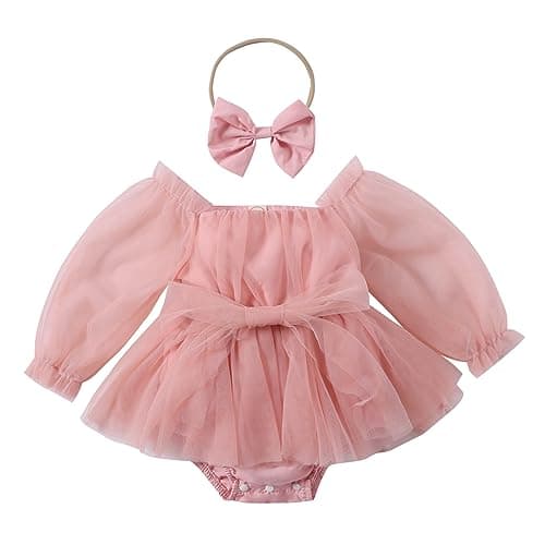Newborn Baby Girl Flower Embroidery Tutu Princess Bodysuit
