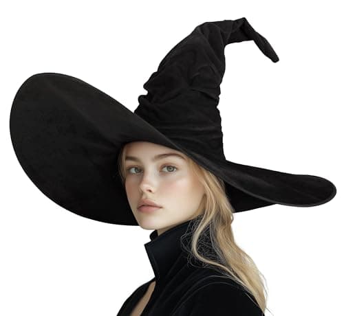 MCJC Witch Hat, Ruched Wide Brim, Halloween Masquerade Party Accessory