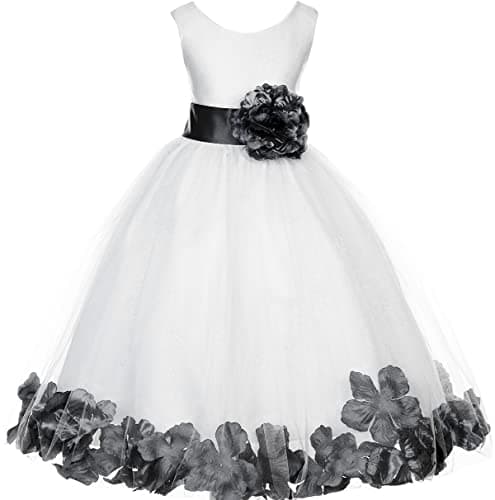 ekidsbridal White Floral Rose Petals Flower Girl Dress