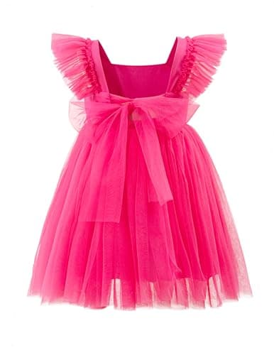 Tutu.kk Vintage Ruffled Sleeve A-Line Tulle Dress for Girl's Weddings & Birthdays