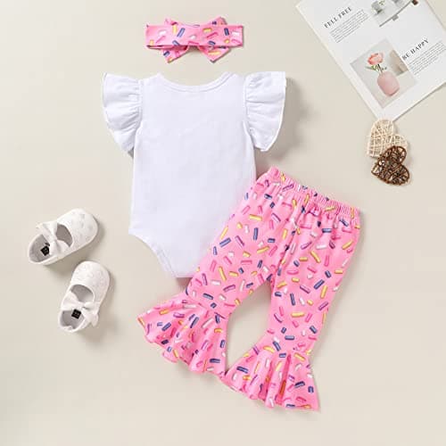 YOUNGER TREE Baby Girl 1st Birthday Outfit Romper & Flared Pants