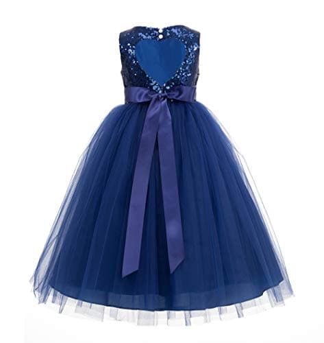 ekidsbridal Heart Cutout Sequin Flower Girl Dress
