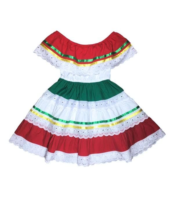 Unik Girl's Traditional Mexican Birthday, Christmas, Cinco de Mayo Cultural Dress Size 2-14