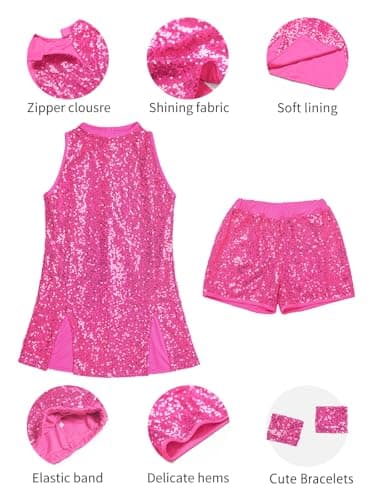 LOLANTA Girls Glitter Dance Dress 4-12 Yrs Hip Hop Jazz Outfit