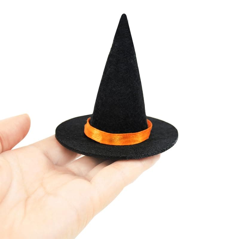 Oarkive 6pcs Mini Felt Witch Hats for Crafts and Decor