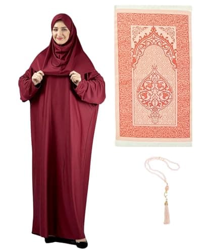 Prien Women's Hijab Rug Tasbih Islamic Prayer Dress for Eid Ramadan