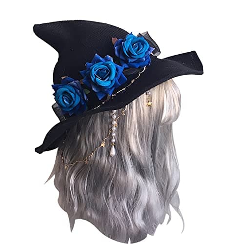 Beisto Halloween Witch Hat with Big Rose BowCosplay Party Ornament