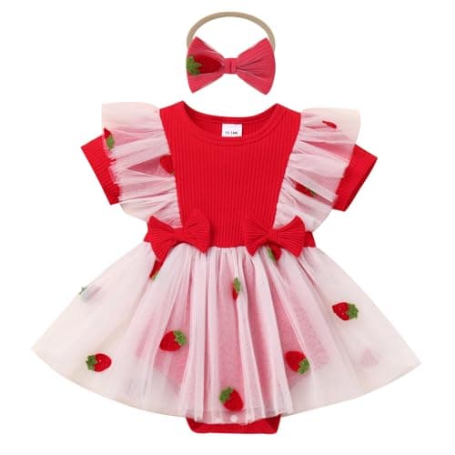 ODASDO Baby Girls 1st Birthday Tutu Romper Dress + Bow Headband