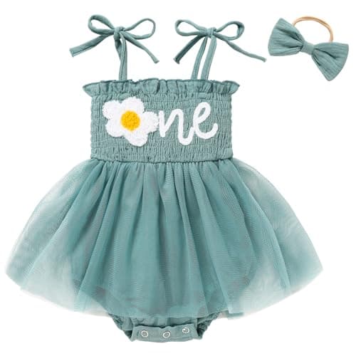 TITKKOP Baby Girl 1st Birthday Tulle Romper Sleeveless Bodysuit Cake Smash Outfits