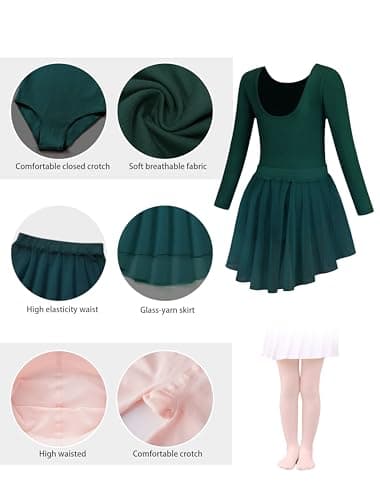 Mecceos Girls' Ballet Leotard Combo with Skirt & Tights