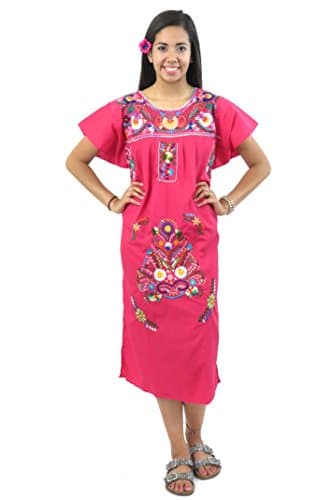 Leos Imports Hand Embroidered Mexican Dress Puebla
