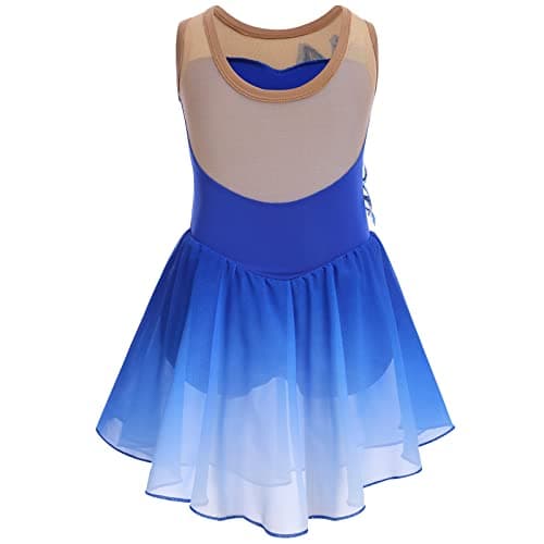 ODASDO Girl Ice Skating Dress Sequin Flower Chiffon Skirt for Competition