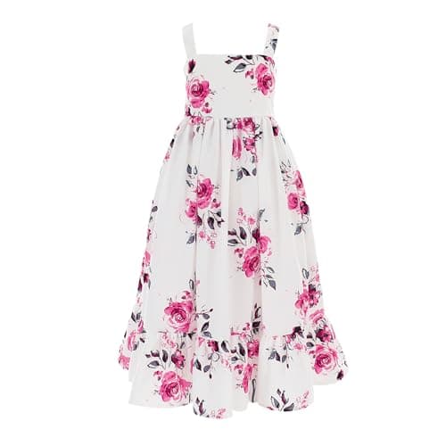 Flofallzique Vintage Floral Maxi Dress for Kids Birthday Parties