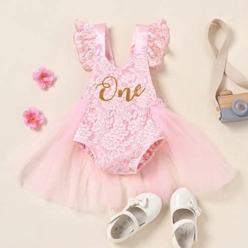 ODASDO Baby Girl's 1st Birthday Cake Smash Set with Tutu Dress & Headband
