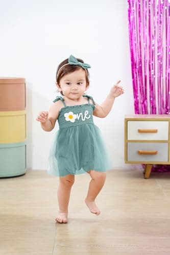 TITKKOP Baby Girl 1st Birthday Tulle Romper Sleeveless Bodysuit Cake Smash Outfits