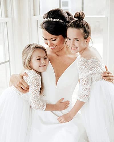 Topmaker Full-Length Straight Tulle Tutu Dress with Lace Back for Girl Party Flower Maid