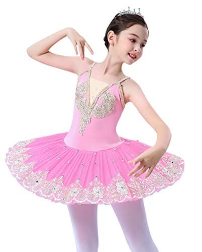 ORIDOOR Girl's Lace Sequin Tutu Skirted Leotard Ballet Costume