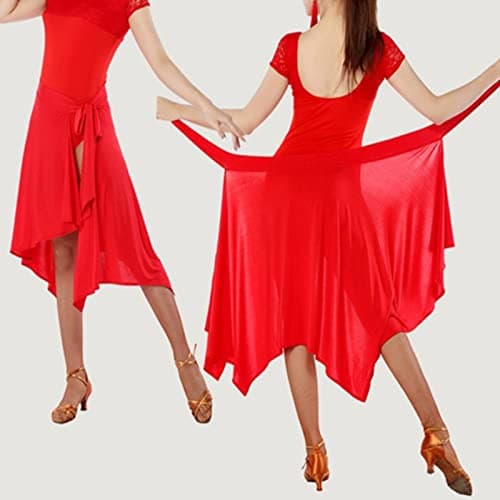 AWOCAN Women's Irregular Ballroom Tango Salsa Skirt Dance Costume