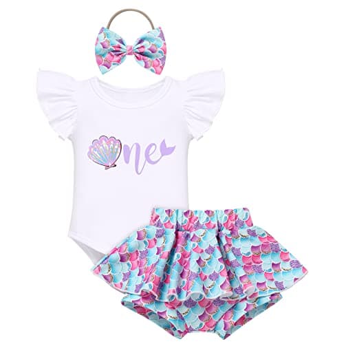 FYMNSI Baby Girls' First Birthday Sunflower Romper & Tutu shorts + Headband for Cake Smash Photo Props