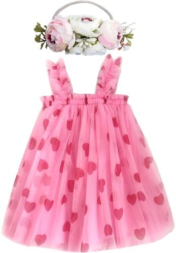 Rainbow Tutu Dress with Flower Headband for Toddlers