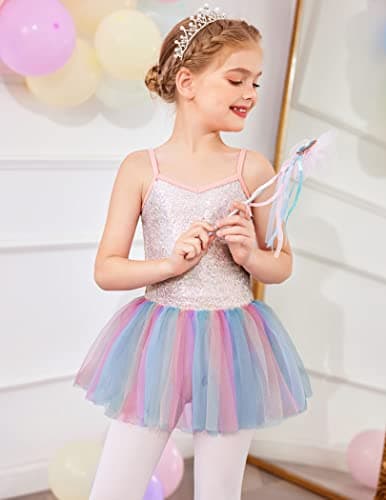 Zaclotre Sparkly Ballet Leotard & Tutu Dress for Little Girls
