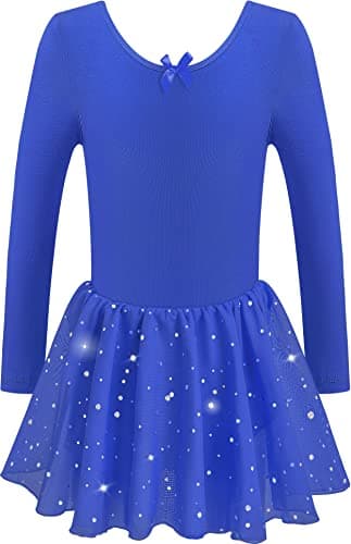 DANSHOW Ballet Girls Glitter Leotards with Tutu Skirt Petal Sleeve