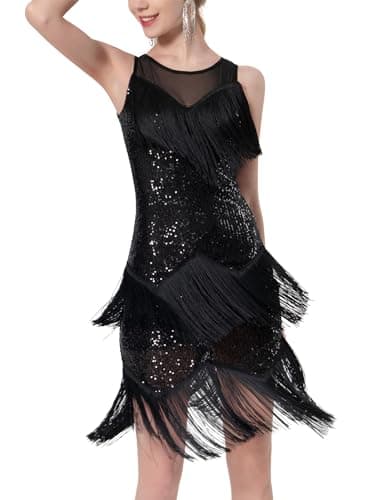 Women's Latin Dance Dress with Fringe and Sequins for Ballroom Dancing