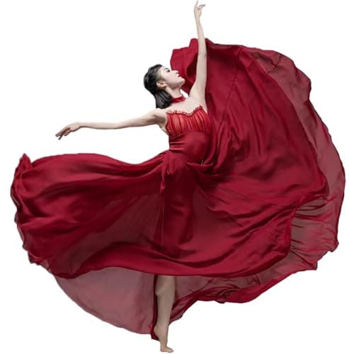 TLMNU Women's Gradient Chiffon Long Swing Skirt for Modern Ballet Performance