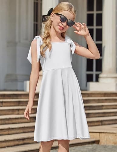 Arshiner Girls' Summer Swing Formal Party Dresses with Pockets 6-11 Years