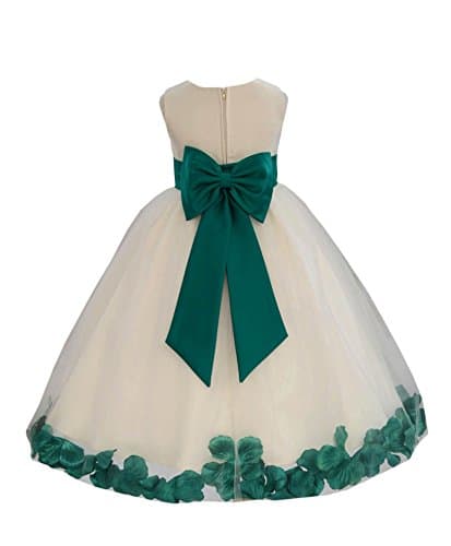 Ekid's Bridal Ivory Tulle Floral Petals Toddler Girl Dress 302T