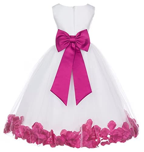 Ekid's Bridal Ivory Tulle Floral Petals Toddler Girl Dress 302T