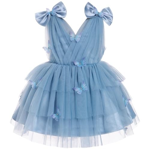 IMEKIS Toddler Girls Rainbow Butterfly Birthday Tutu Dress