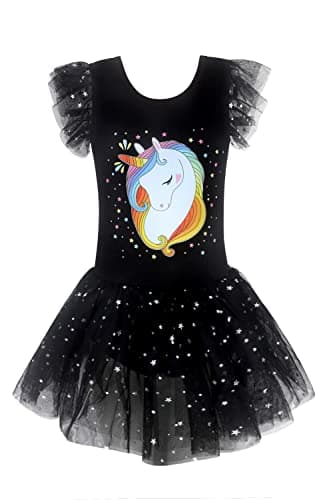 Unicorn Tutu Ballet Leotards for Toddlers Girls Cotton Tulle Skirts