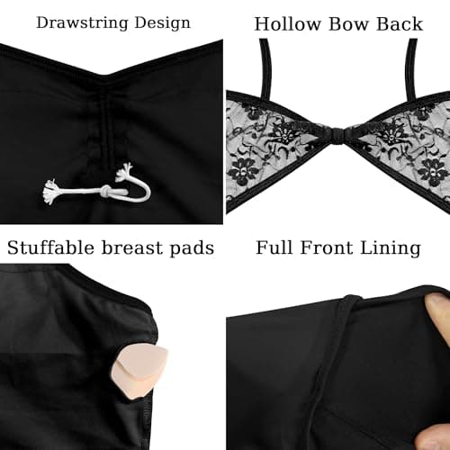 WYHDY Women's Ballet Leotard for Dance, Round Neck, Lace Bow Back