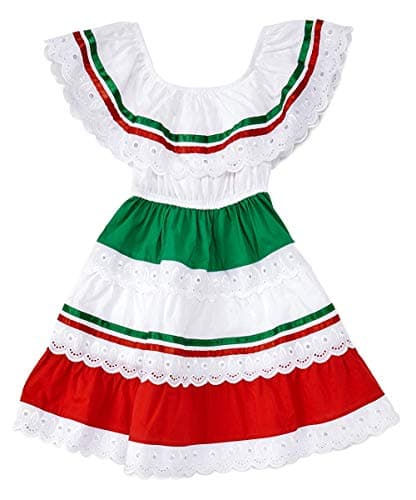 Unik Girl's Traditional Mexican Birthday, Christmas, Cinco de Mayo Cultural Dress Size 2-14