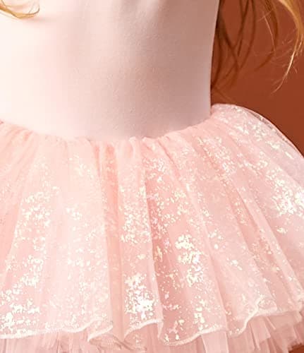 MdnMd Fly Short Sleeve Lace Dance Tutu for Toddler Girls
