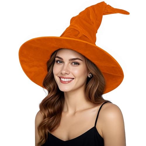 JEGERMIG Women's Oversized Masquerade Witch Hat with Velvet Brim Party Accessory