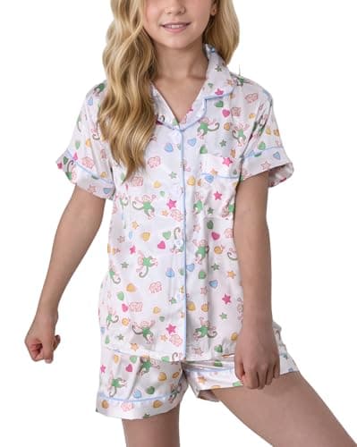 HINFEL Kids' Summer Monkey Shorts Set Cute Y2K Lounge Wear