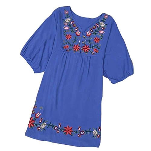 Kafeimali Summer V-Neck Mexican Embroidered Women's Dressy Tops