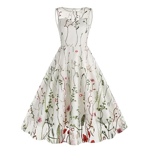 IWEMEK Women's Keyhole Floral Embroidery Cocktail Dress