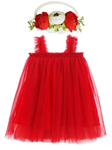 Rainbow Tutu Dress with Flower Headband for Toddlers