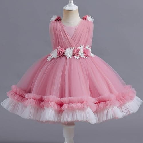 OBEEII Baby Girls Flower Tulle Tutu Dress for Formal Events